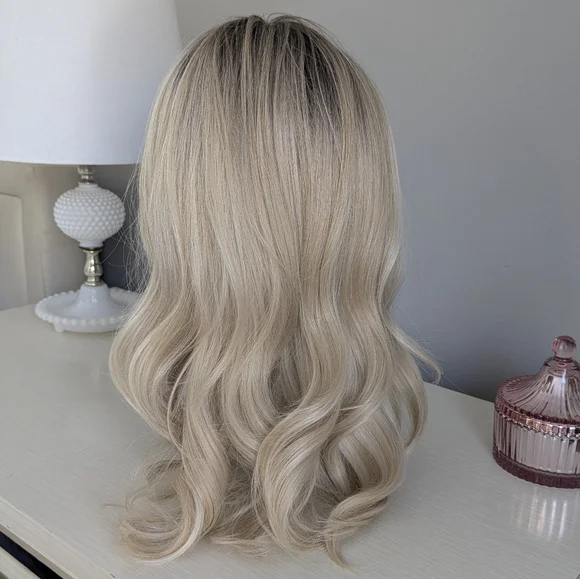 HAIRCUBE Human Hair Wig Lace Front, Rooted Creamy Light Blonde, 18" - Picture 12 of 15